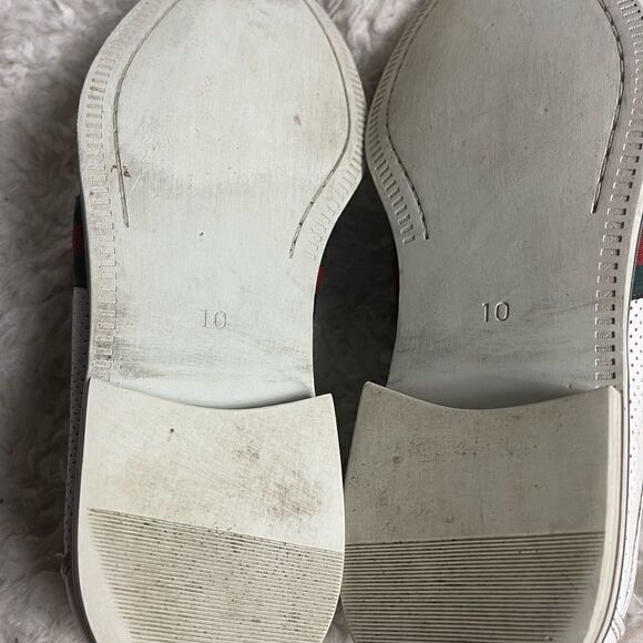 Fratelli White Perforated Leather Gold tone accent Italian Stripe Shoes SZ10M main image 6